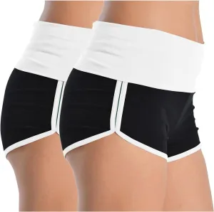 2 Pack Women's Athletic Shorts High Waisted Running Workout Short Pants Tummy Control Quick Dry Gym Shorts for Yoga