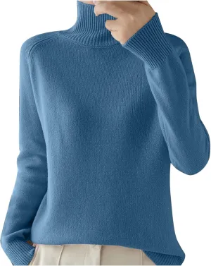 2024 Winter Fall Turtleneck Sweater Wool Knit Bottom Female Long Sleeve Thick Loose Pullover Womens Tops Black