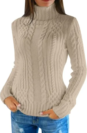 2024 Winter Fall Turtleneck Sweater Wool Knit Bottom Female Long Sleeve Thick Loose Pullover Womens Tops Black