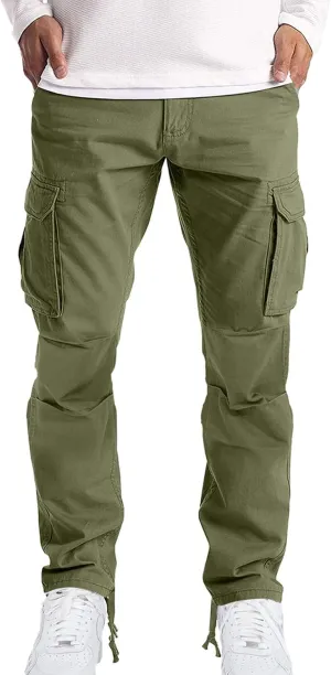 Alalaso Baggy Cargo Pants for Men Ripstop Relaxed Fit Lightweight Trousers Work Hiking Tactical Bottom Pant Multi-Pockets