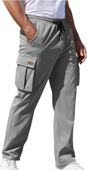 Alalaso Men's Cargo Pants Relaxed Fit with Buttoned Ankle Cuffs and Water Resistant