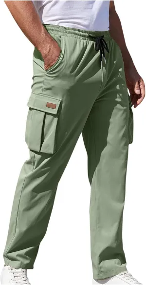 Alalaso Men's Cargo Pants Relaxed Fit with Buttoned Ankle Cuffs and Water Resistant