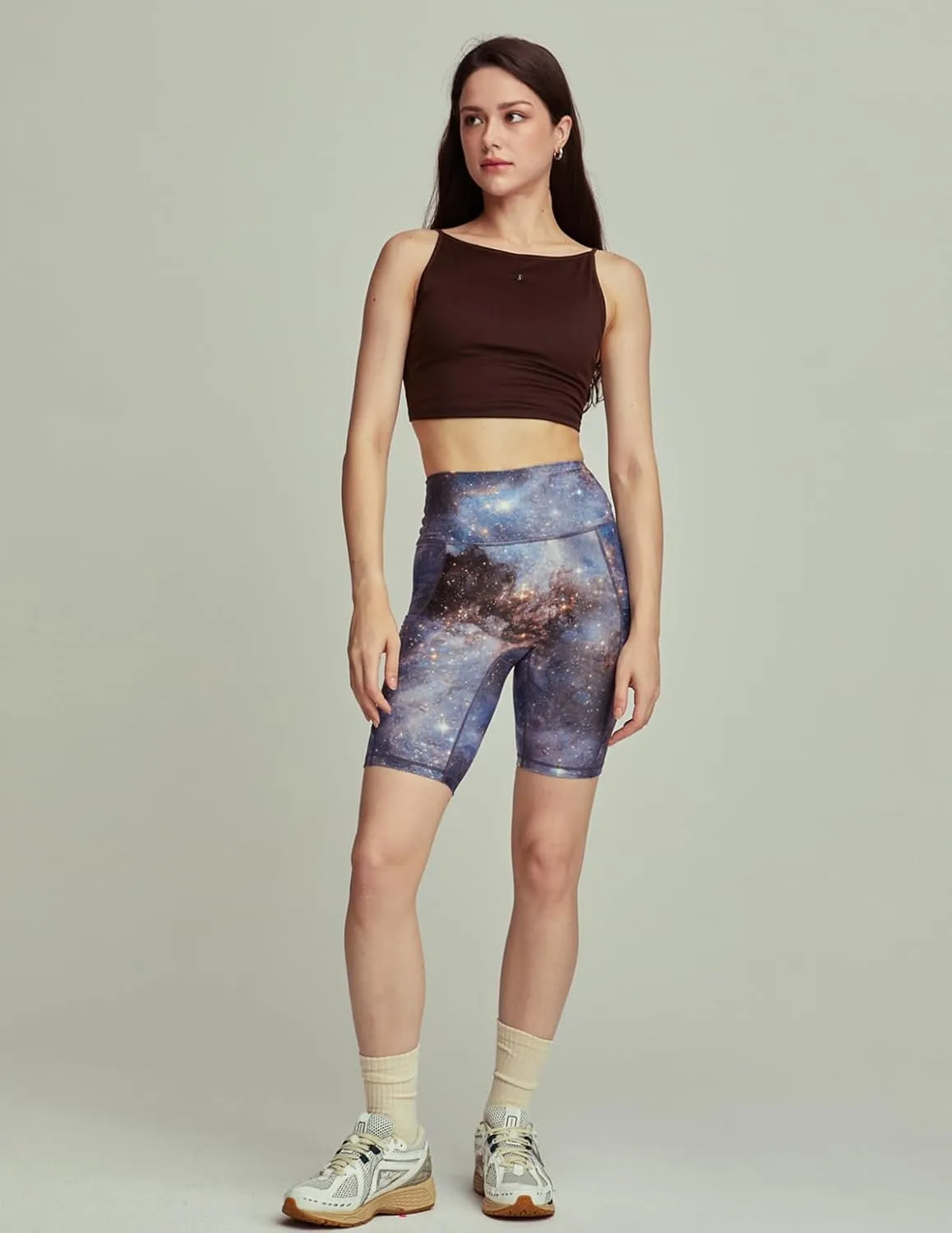 Ardu Ethereal Shorts for Women, High Waist Yoga Shorts with Side Pockets 8"
