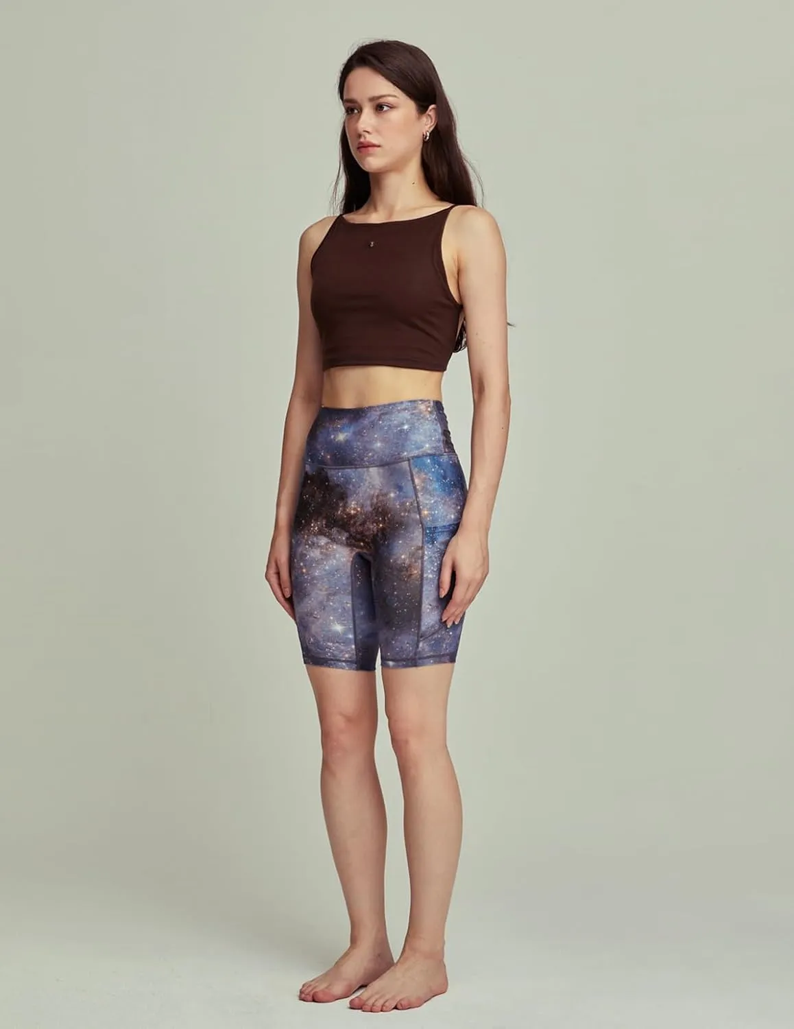 Ardu Ethereal Shorts for Women, High Waist Yoga Shorts with Side Pockets 8"