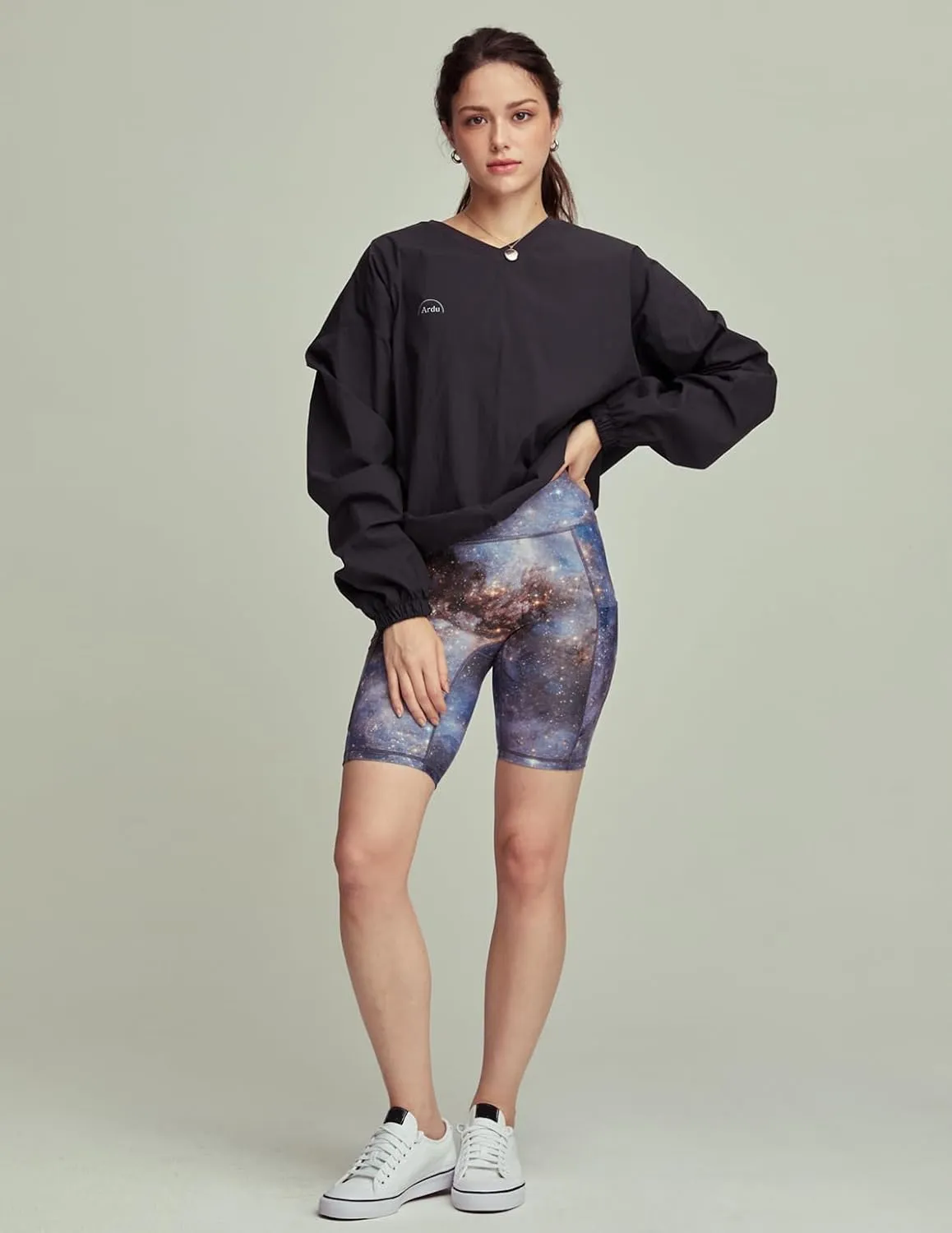 Ardu Ethereal Shorts for Women, High Waist Yoga Shorts with Side Pockets 8"