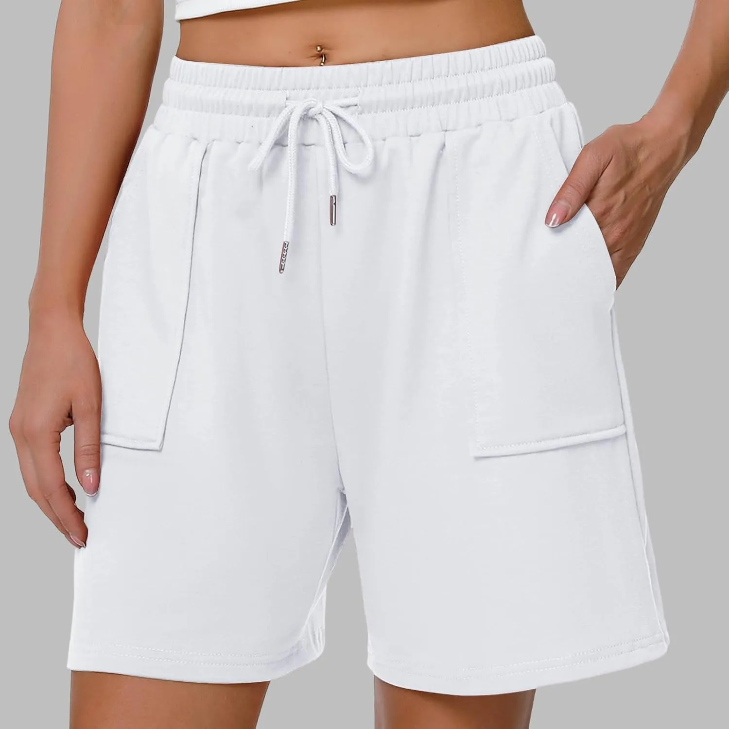 Athletic Shorts for Women High Waist Sporty Running Gym Shorts Drawstring Quick Dry Stretch Lightweight Yoga Workout