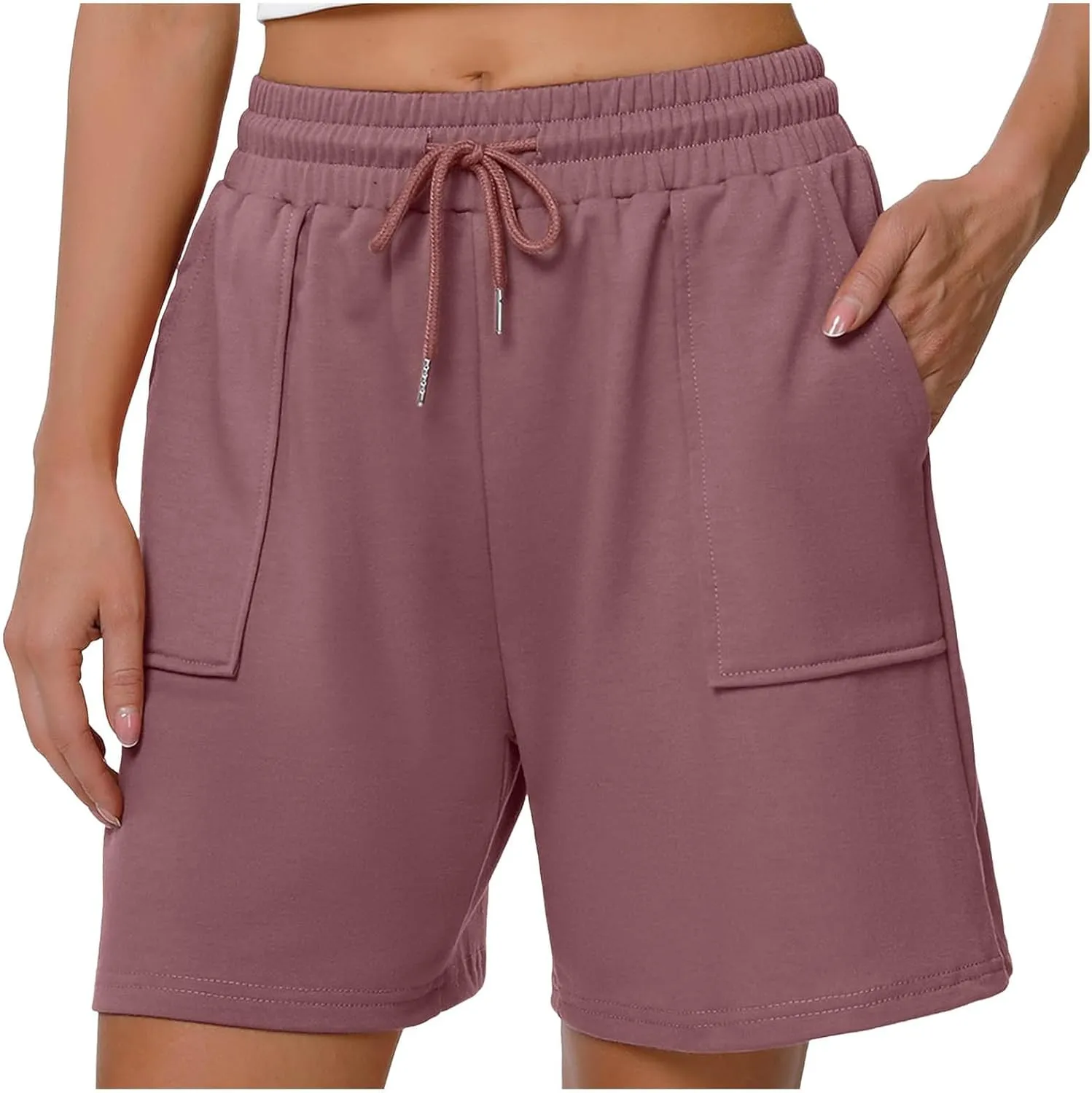 Athletic Shorts for Women High Waist Sporty Running Gym Shorts Drawstring Quick Dry Stretch Lightweight Yoga Workout