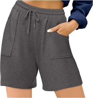 Athletic Shorts for Women High Waist Sporty Running Gym Shorts Drawstring Quick Dry Stretch Lightweight Yoga Workout