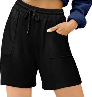 Athletic Shorts for Women High Waist Sporty Running Gym Shorts Drawstring Quick Dry Stretch Lightweight Yoga Workout