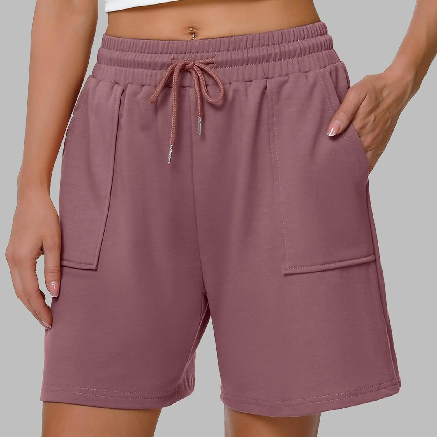 Athletic Shorts for Women High Waist Sporty Running Gym Shorts Drawstring Quick Dry Stretch Lightweight Yoga Workout