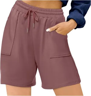 Athletic Shorts for Women High Waist Sporty Running Gym Shorts Drawstring Quick Dry Stretch Lightweight Yoga Workout
