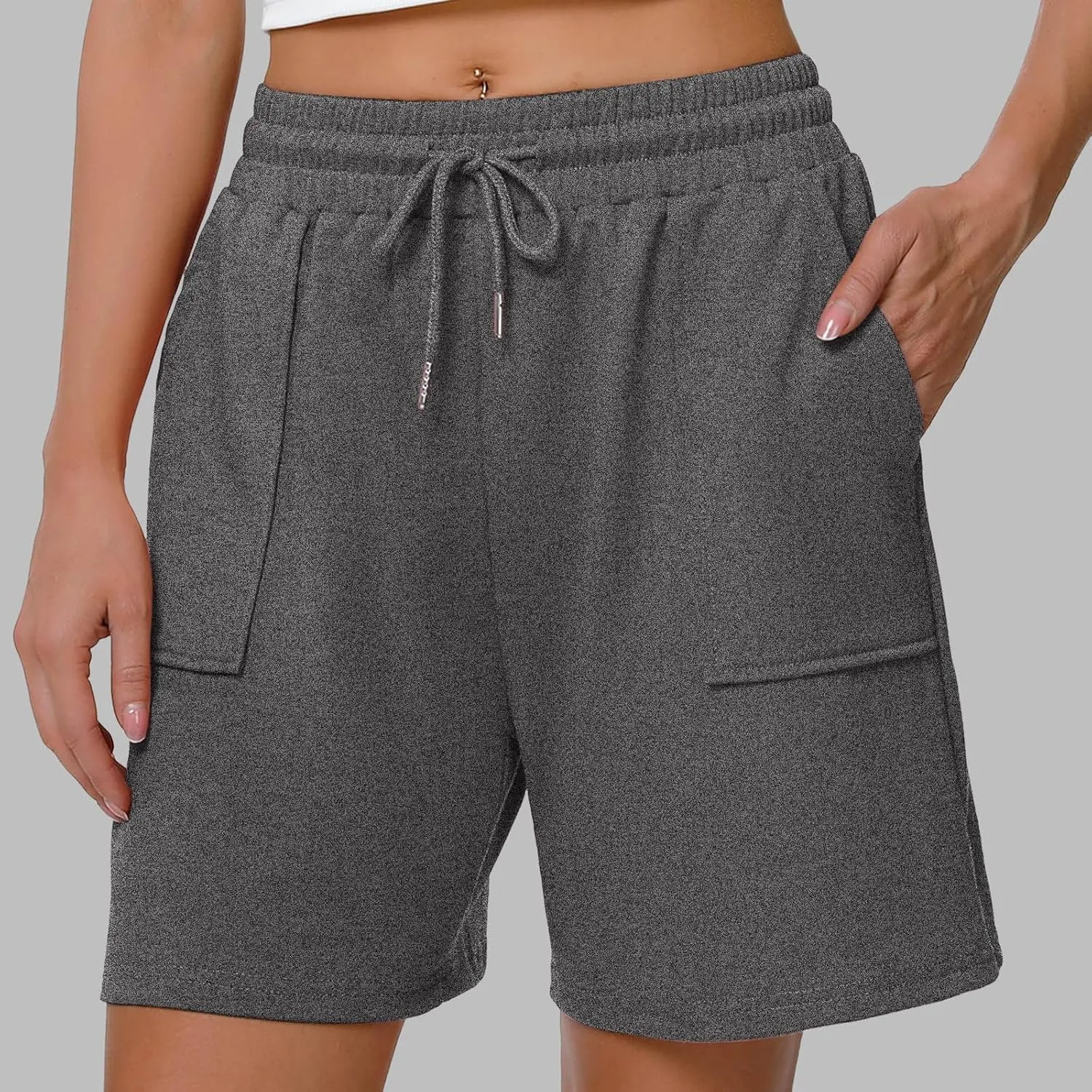 Athletic Shorts for Women High Waist Sporty Running Gym Shorts Drawstring Quick Dry Stretch Lightweight Yoga Workout