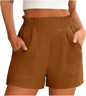 Bermuda Shorts for Women High Waist with Pockets Loungwear Athletic Shorts Summer Bottoms