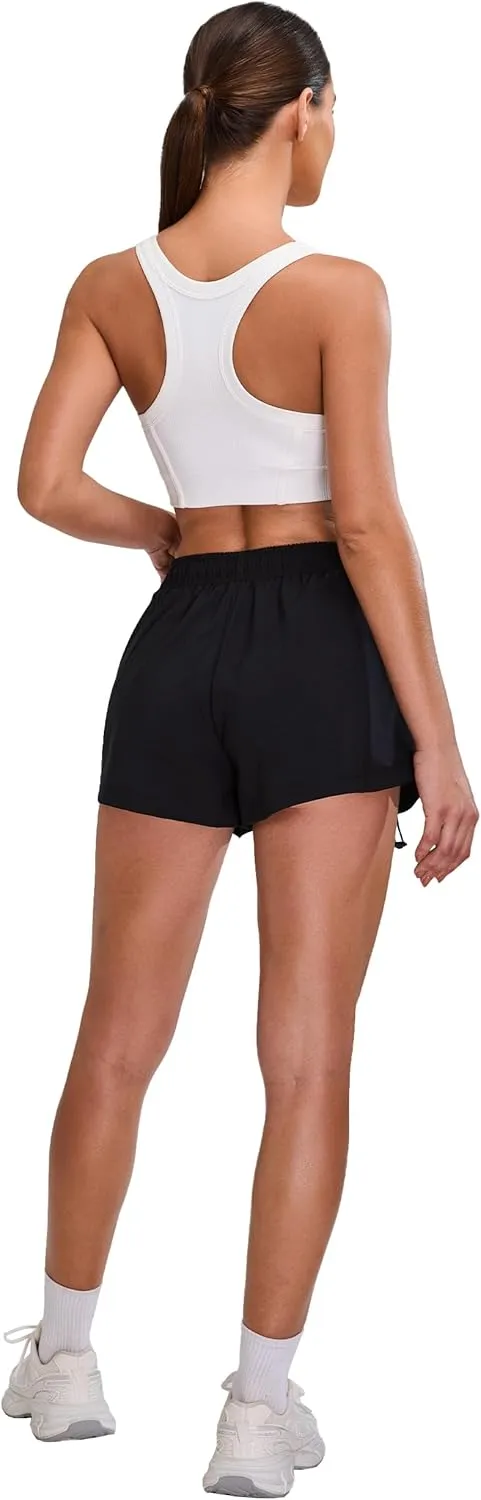 Blooming Jelly Athletic Shorts for Women High Waisted Running Shorts Zip Pocket Gym Elastic Workout Quick Dry Sporty