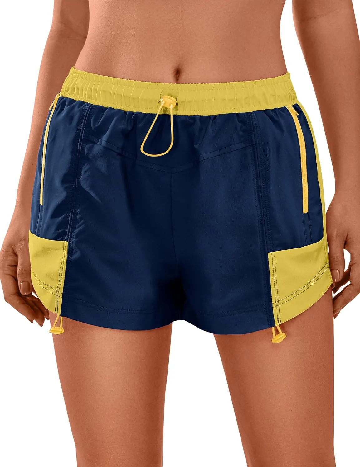 Blooming Jelly Athletic Shorts for Women High Waisted Running Shorts Zip Pocket Gym Elastic Workout Quick Dry Sporty