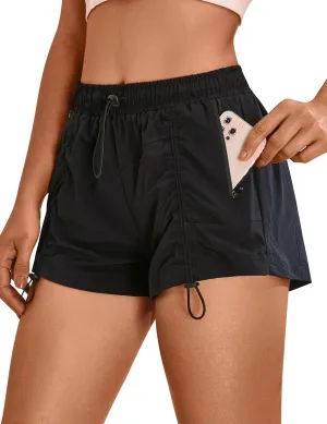 Blooming Jelly Athletic Shorts for Women High Waisted Running Shorts Zip Pocket Gym Elastic Workout Quick Dry Sporty