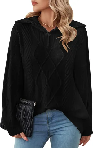 BMJL Women's Half Zip Pullover Sweaters Cute Chunky Loose Slouchy Trendy Sweater Fall 2023