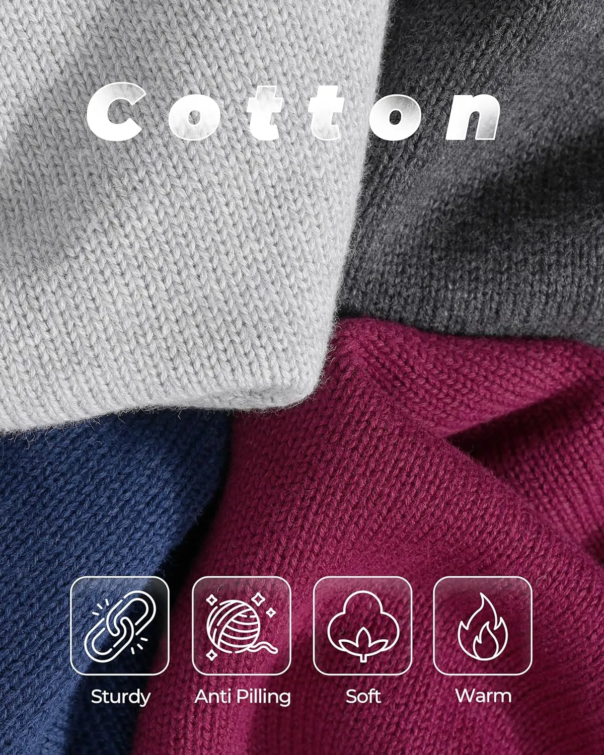 Boladeci Men's Sweaters Quarter Zip Pullover Premium Cotton Comfort Mock Neck Striped Fall Winter Fashion Thermal Sweaters