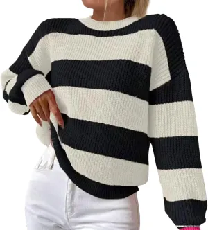 Cable Knit Sweater Women Loose Batwing Sleeve Color Block Chunky Sweater Loose Fit Oversized Crewneck Sweatshirts