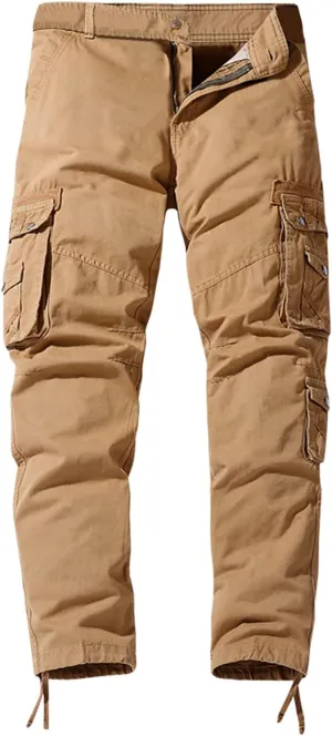 Cargo Trousers for Men Pockets Athletic Jogger Fitness Workout Gym Sweatpants Men's Cargo Pants with Pockets Cotton