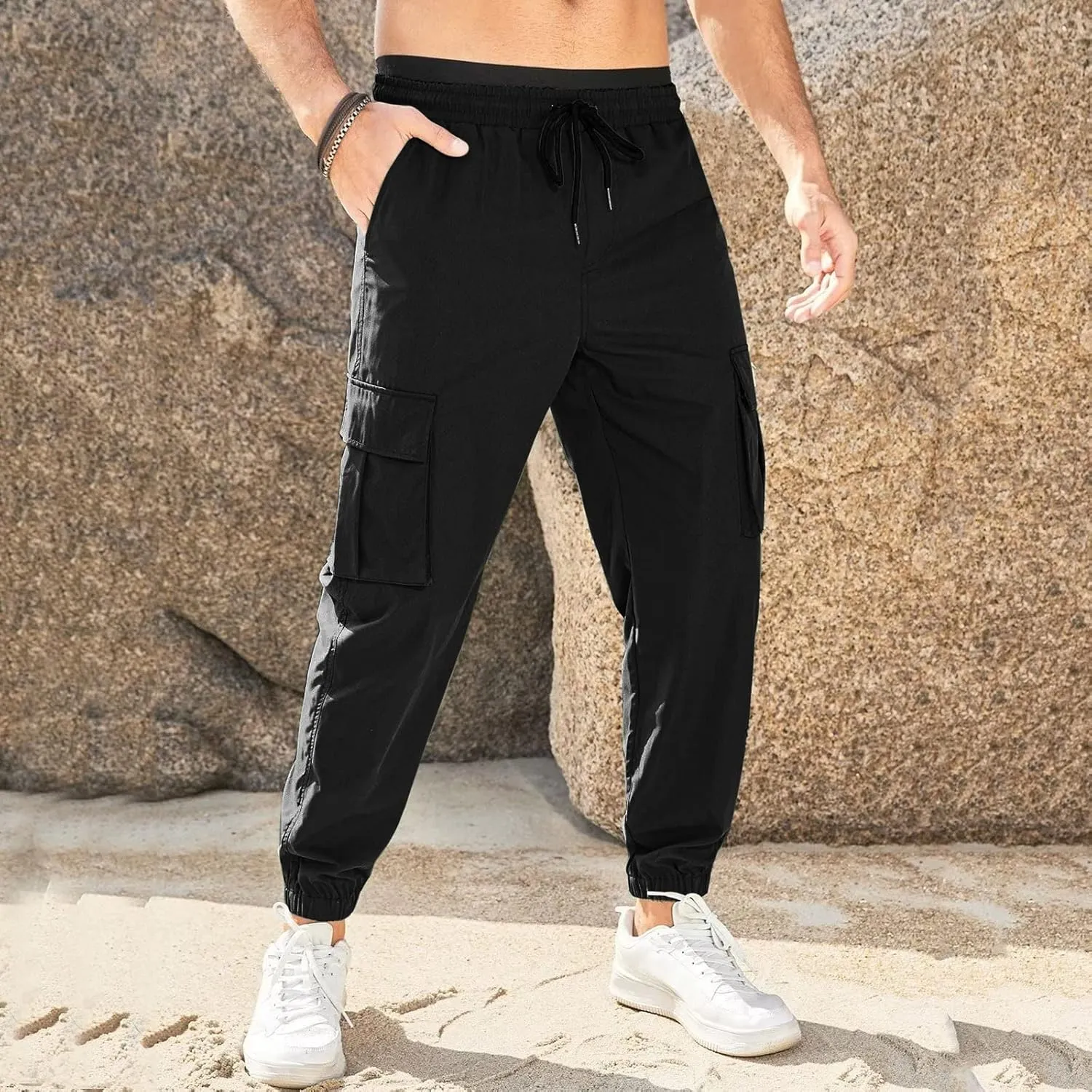 Cargo Work Pants for Men Classic-Fit Ripstop Lightweight Trousers Casual Tactical Hiking Bottom Pant Multi-Pockets