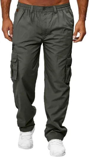 Cargo Work Pants for Men Classic-Fit Ripstop Lightweight Trousers Casual Tactical Hiking Bottom Pant Multi-Pockets