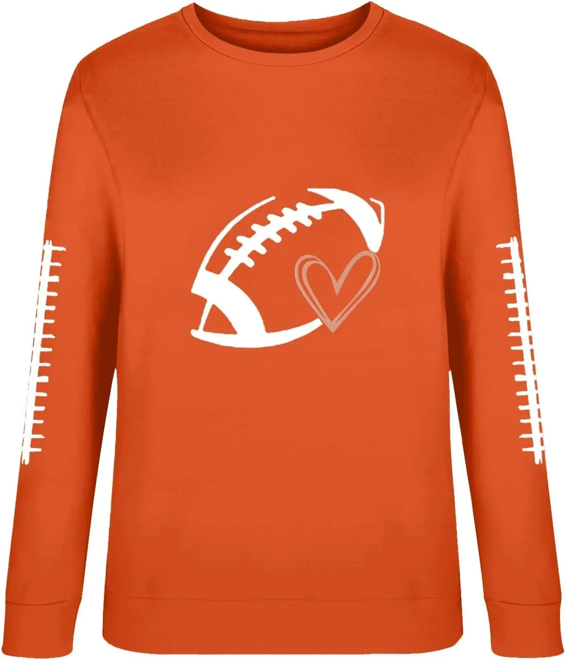 Casual Football Season Shirt Ladies' Round Neck Long Sleeved Printed Solid Long Sleeve Game Day