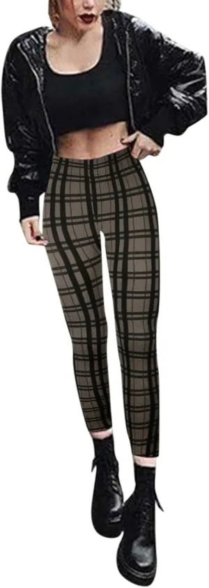 Casual Leggings for Women High Waist Printed Tummy Control Butt Lifting Pants Patterned Fitness Stretch Fitted Compression