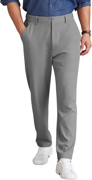 COOFANDY Men's Chino Pants Relaxed Fit Elastic Waist Basic Flat Front Drawstring Casual Pants