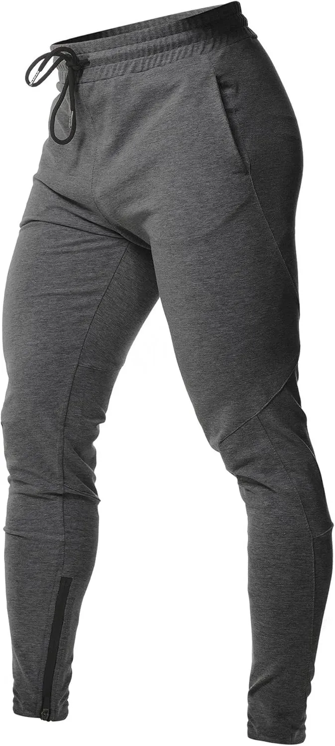 DGHM-JLMY Men's Joggers Workout Pants Casual Slim Fit Tapered Pant Gym Jogger Running Sweatpants with Ankle Zippers