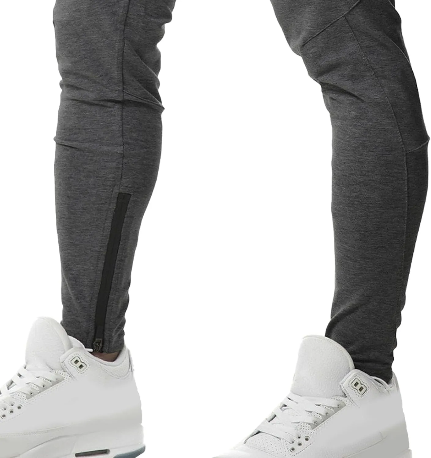 DGHM-JLMY Men's Joggers Workout Pants Casual Slim Fit Tapered Pant Gym Jogger Running Sweatpants with Ankle Zippers