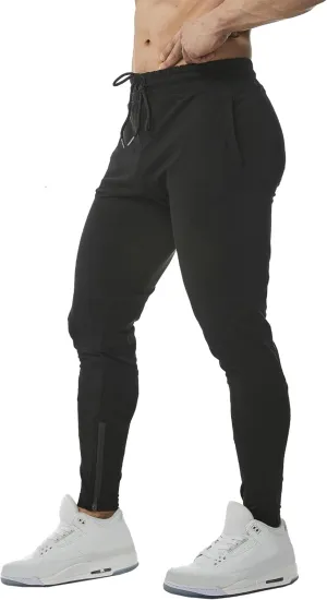DGHM-JLMY Men's Joggers Workout Pants Casual Slim Fit Tapered Pant Gym Jogger Running Sweatpants with Ankle Zippers