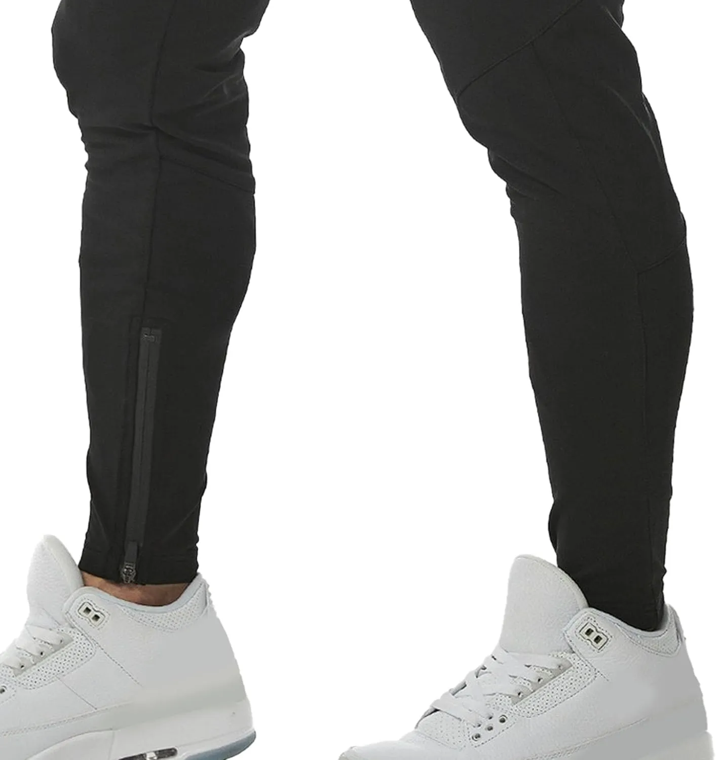 DGHM-JLMY Men's Joggers Workout Pants Casual Slim Fit Tapered Pant Gym Jogger Running Sweatpants with Ankle Zippers