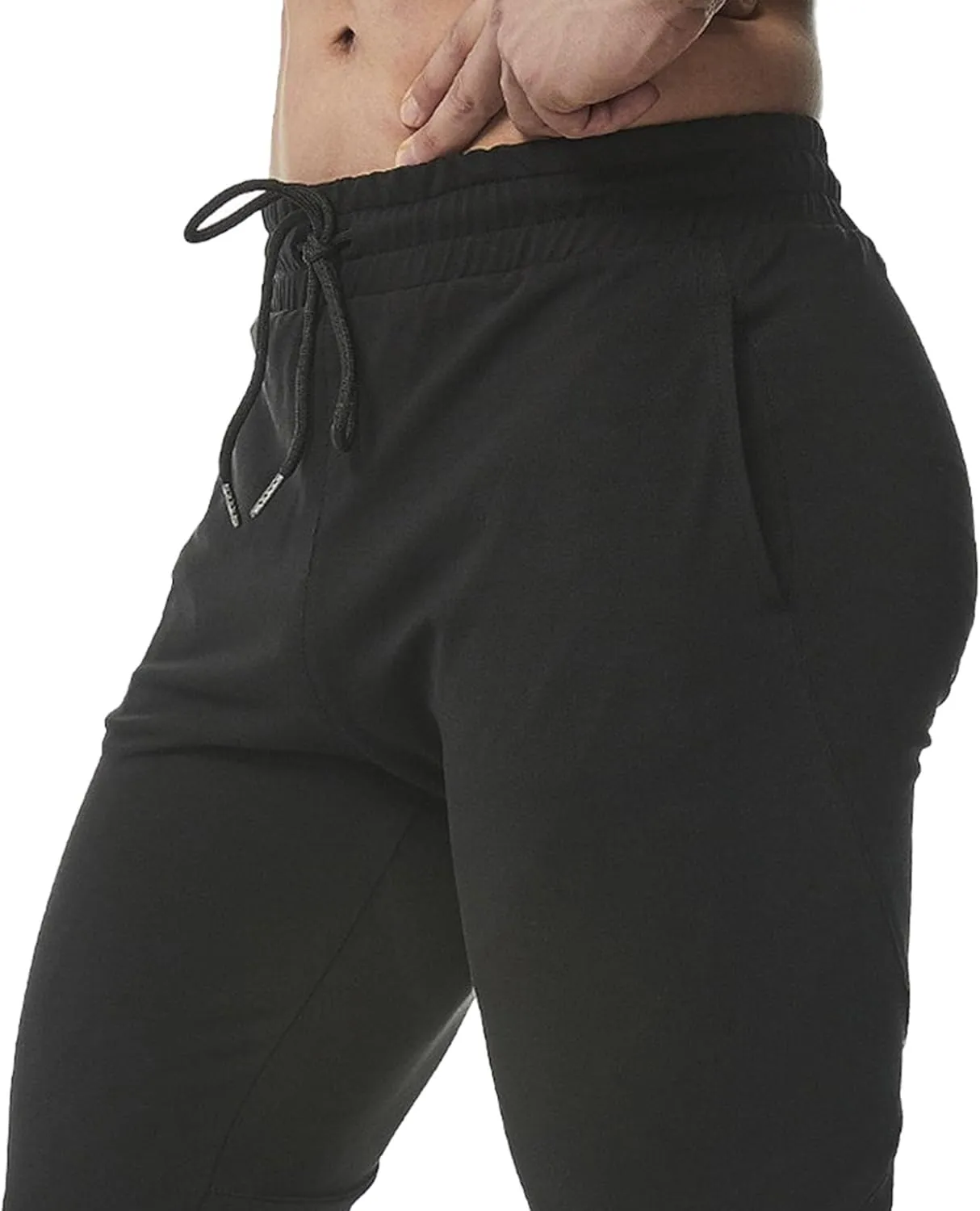 DGHM-JLMY Men's Joggers Workout Pants Casual Slim Fit Tapered Pant Gym Jogger Running Sweatpants with Ankle Zippers