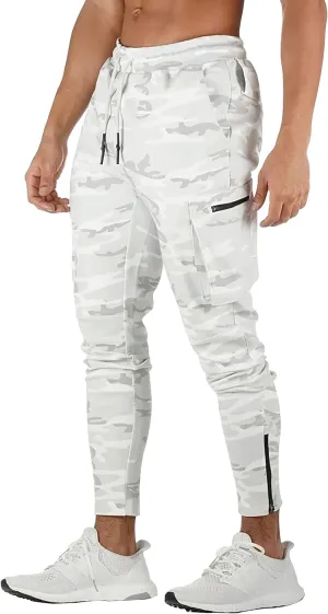 DIOTSR Men's Cargo Pants Casual Athletic Joggers Pants Gym Workout Sweatpants with Zipper Pockets