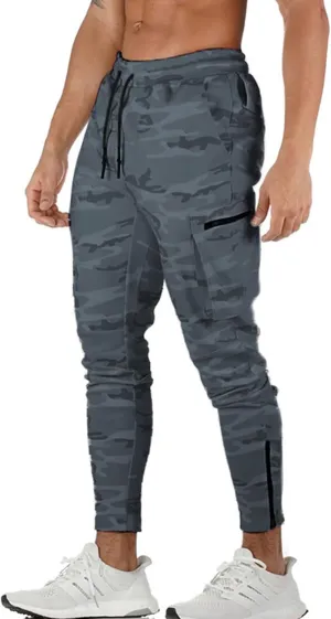 DIOTSR Men's Cargo Pants Casual Athletic Joggers Pants Gym Workout Sweatpants with Zipper Pockets