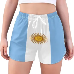 DOMIKING Flag Women's Athletic Running Shorts Quick Dry Board Shorts for Women Yoga Shorts with Pockets