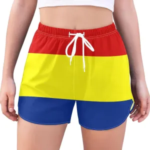 DOMIKING Flag Women's Athletic Running Shorts Quick Dry Board Shorts for Women Yoga Shorts with Pockets