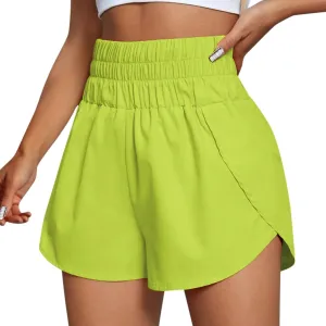 Elastic High Waisted Athletic Shorts for Women Girls Summer Running Sporty Quick Drying Plus Size Shorts Gym Workout Shorts