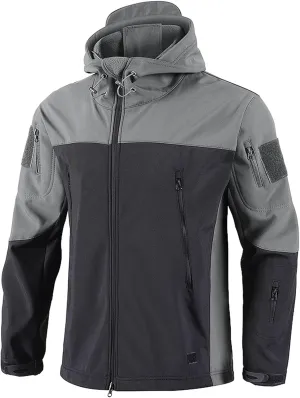 Finelylove Mens Hooded Tactical Jacket Fleece Lined Winter Coats Water Resistant Snow Ski Jacket Windbreaker with Pocket