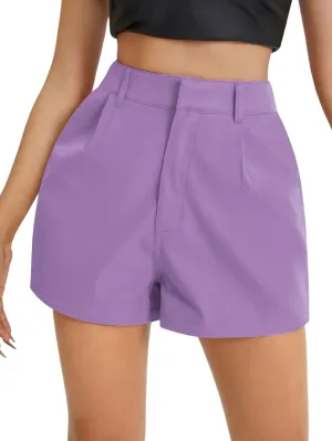 Floerns Women's Casual Solid High Waist Wide Leg Shorts with Pocket
