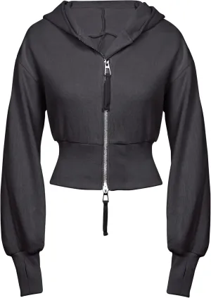 Flygo Womens Cropped Zip Up Hoodies Long Sleeve Hooded Workout Jacket Sweatshirts Fall Fashion Outfits 2024 Y2k Clothes