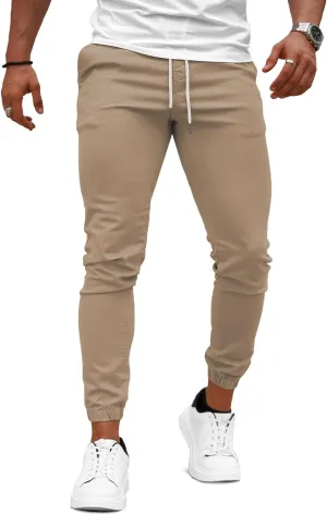 GINGTTO Mens Slim Fit Joggers Short Length Fitted Stretch Pants Elastic Waist Drawstring Tapered Leg