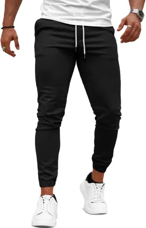 GINGTTO Mens Slim Fit Joggers Short Length Fitted Stretch Pants Elastic Waist Drawstring Tapered Leg