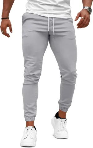 GINGTTO Mens Slim Fit Joggers Short Length Fitted Stretch Pants Elastic Waist Drawstring Tapered Leg