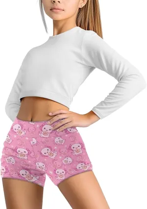 Girls Athletic Shorts Size 5-14 Stretchy High Waist Shorts for Kids Biker