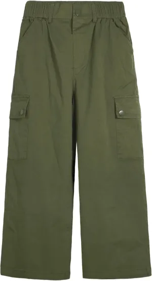Girls Baggy Cargo Pants Kids High Waist Straight Wide Leg Trousers