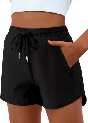 Girls High Waist Running Shorts Quick Dry Athletic Workout Soccer Basketball Shorts with Mesh Liner Zipper Pockets