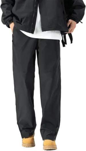 High Waist Casual Pants Men's Wide Leg Sport Sweatpants Elastic Waist Trousers