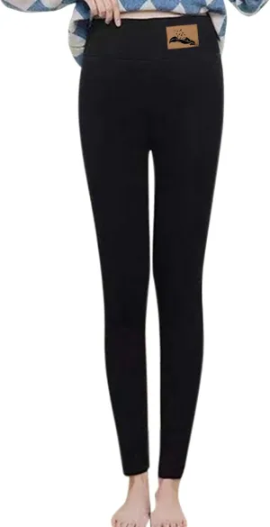High Waist Fleece Lined Leggings Color Plush High Waist Stretchy Capris Pants Winter Warm Thick Tights